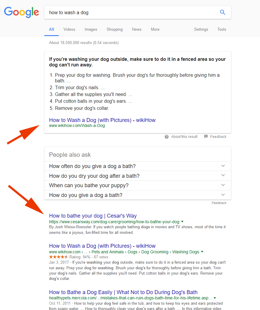 example of a featured snippet on Google