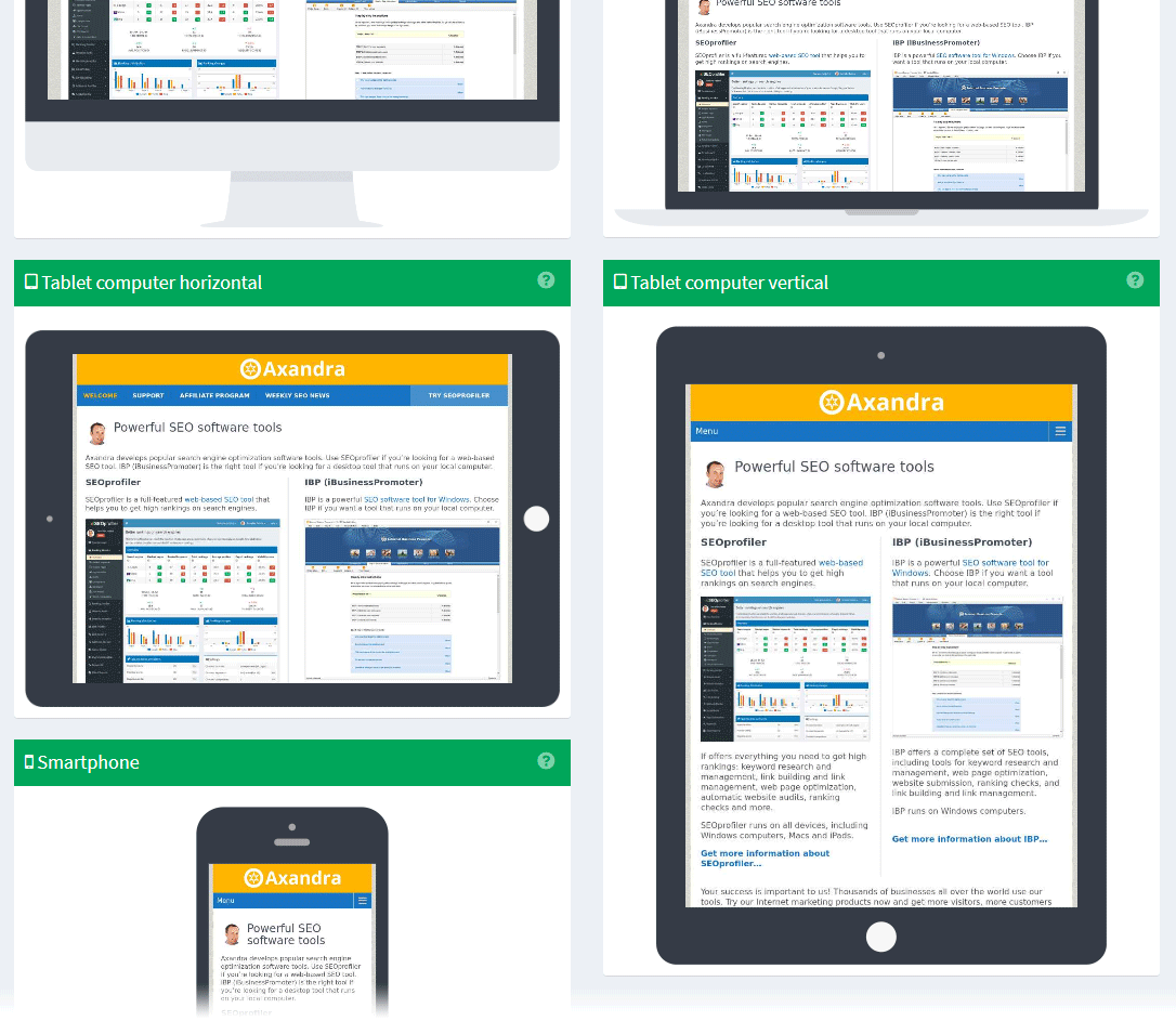 Website audit for different devices